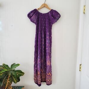 Purple Dreams Puff Sleeve Midi Ruched Dress